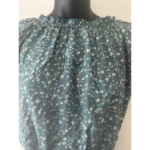American Eagle Top Woman's Blouse Green Floral Tie Open Back Cropped Size  M New - Picture 2 of 7